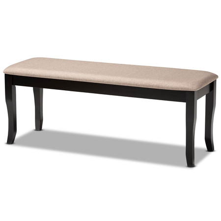 BAXTON STUDIO Cornelie Sand Upholstered and Dark Brown Finished Wood Dining Bench 170-10919